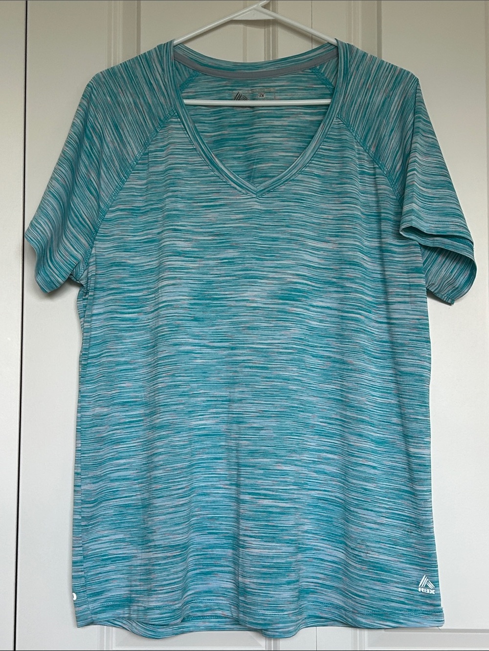 RBX Women’s Teal Space-Dyed V-Neck Performance Tee, 2X